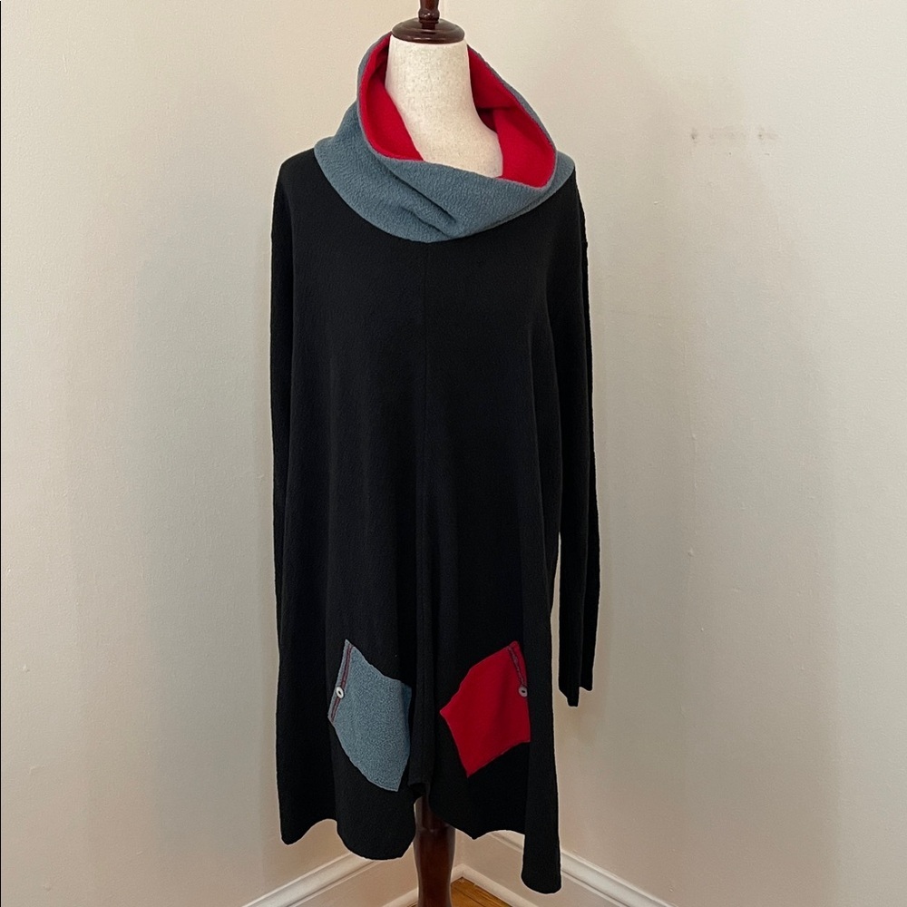 Margaret Winters Small Made USA Fleece Cowl Neck Tunic Dress  Vintage